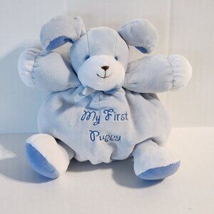 Prestige Baby my first puppy plush toy lovey rattle ball dog blue
